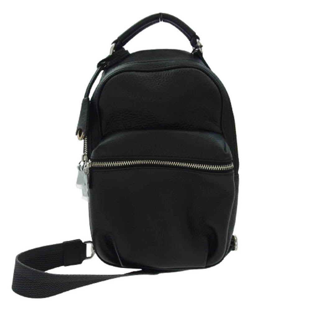 aniary アニアリ 07-07001 Shrink Leather シュリンクレザー ボディバッグ ブラック系【極上美品】【中古】