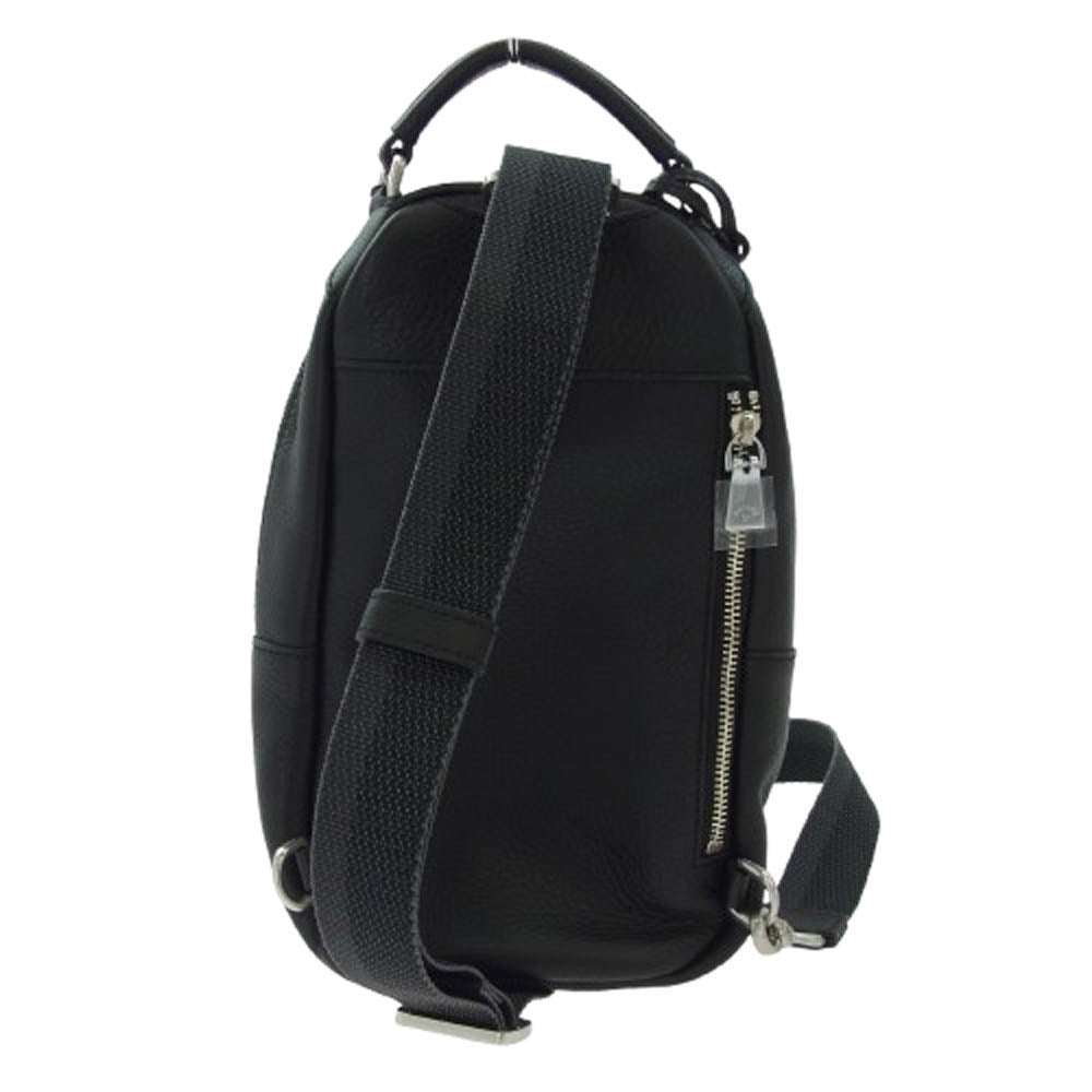 aniary アニアリ 07-07001 Shrink Leather シュリンクレザー ボディバッグ ブラック系【極上美品】【中古】