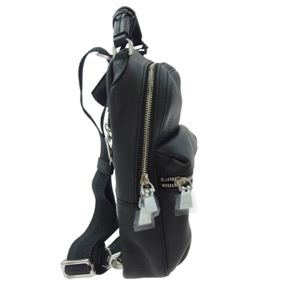 aniary アニアリ 07-07001 Shrink Leather シュリンクレザー ボディバッグ ブラック系【極上美品】【中古】