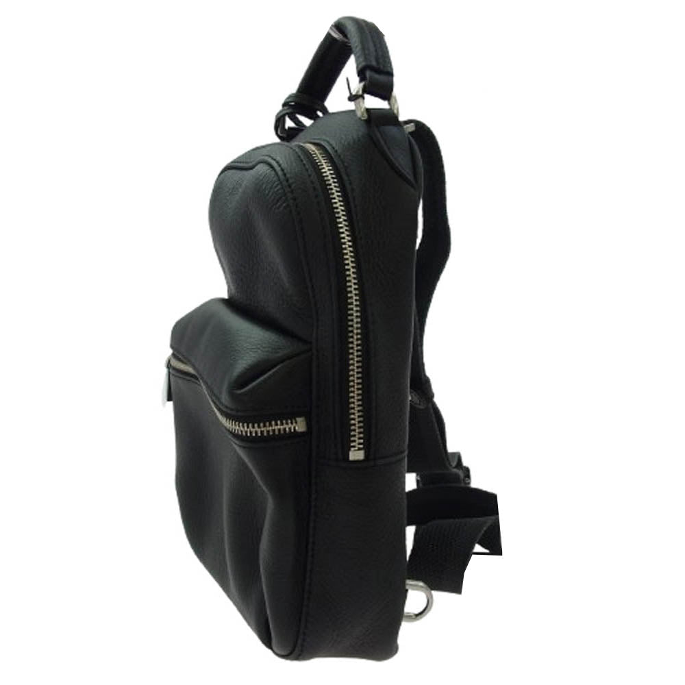 aniary アニアリ 07-07001 Shrink Leather シュリンクレザー ボディバッグ ブラック系【極上美品】【中古】