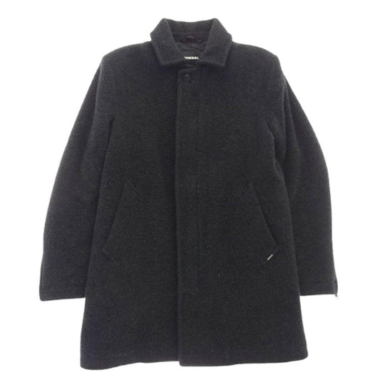 DIESEL ディーゼル ダブルジップ ウールステンカラーコート ブラック系 S【中古】