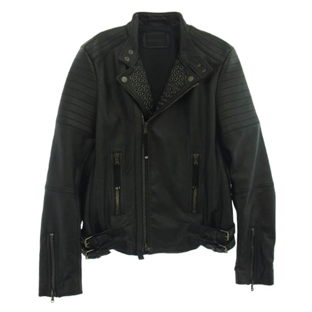 DIESEL ディーゼル セミダブル レザー バイカー ライダースジャケット ブラック系 46【中古】