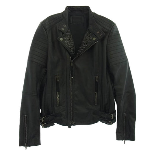 DIESEL ディーゼル セミダブル レザー バイカー ライダースジャケット ブラック系 46【中古】