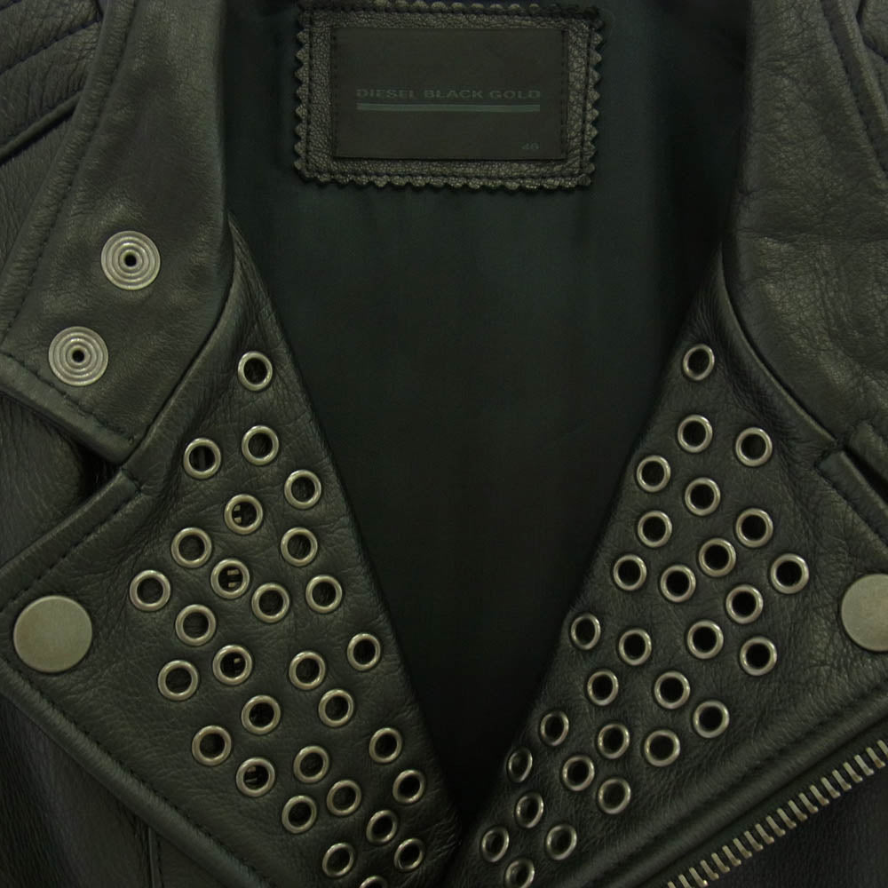 DIESEL ディーゼル セミダブル レザー バイカー ライダースジャケット ブラック系 46【中古】