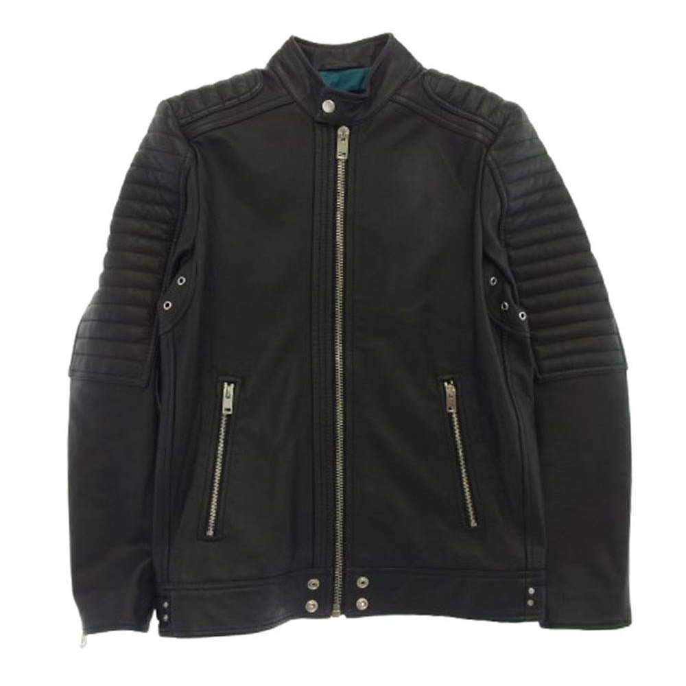 DIESEL ディーゼル シングル レザー バイカー ライダースジャケット ブラック系 S【中古】