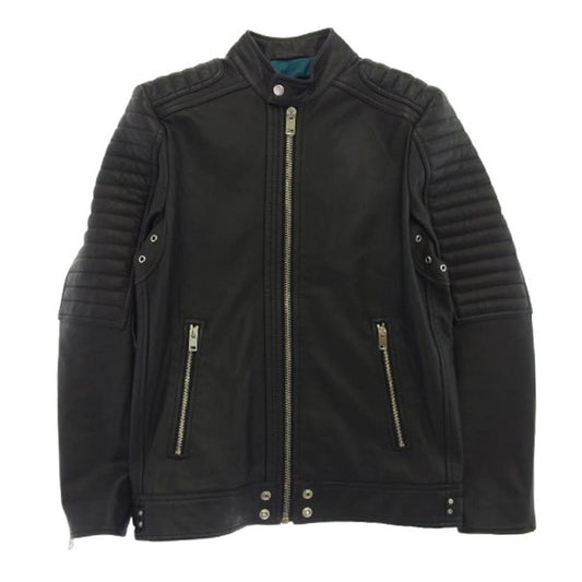 DIESEL ディーゼル シングル レザー バイカー ライダースジャケット ブラック系 S【中古】