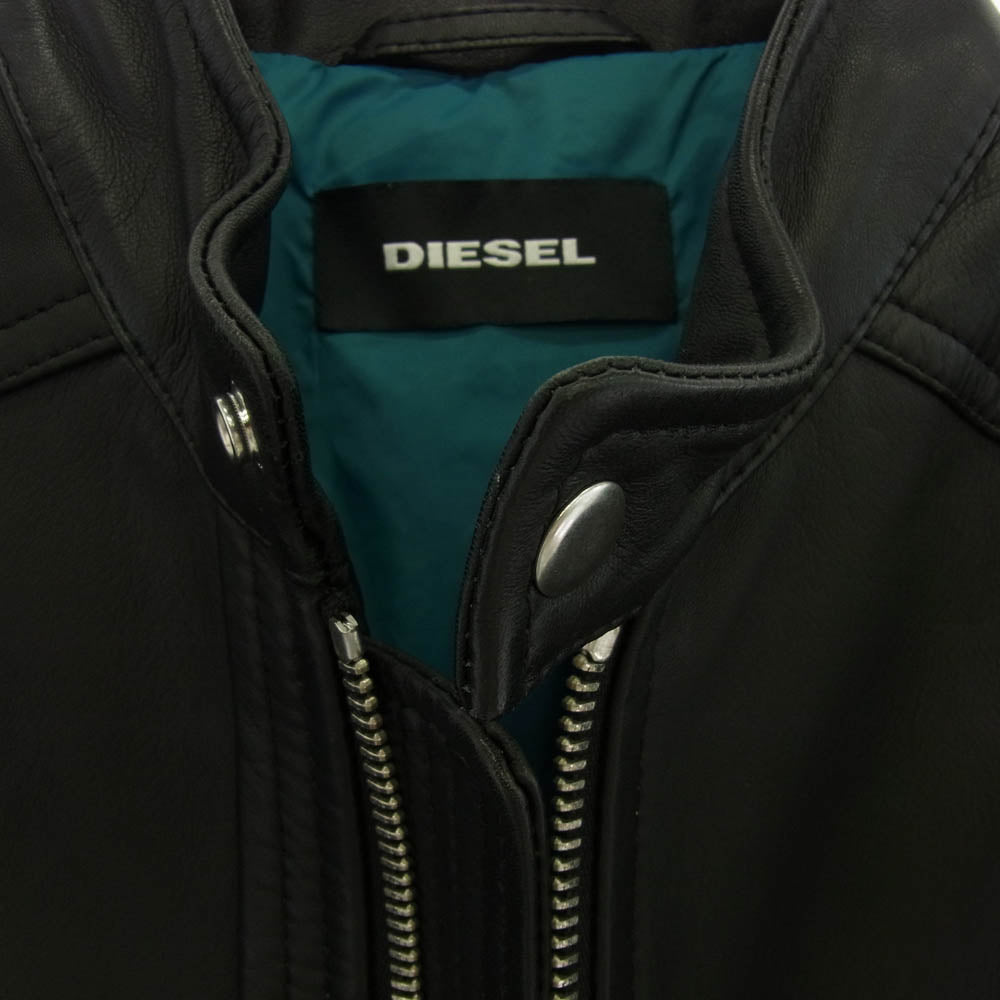 DIESEL ディーゼル シングル レザー バイカー ライダースジャケット ブラック系 S【中古】