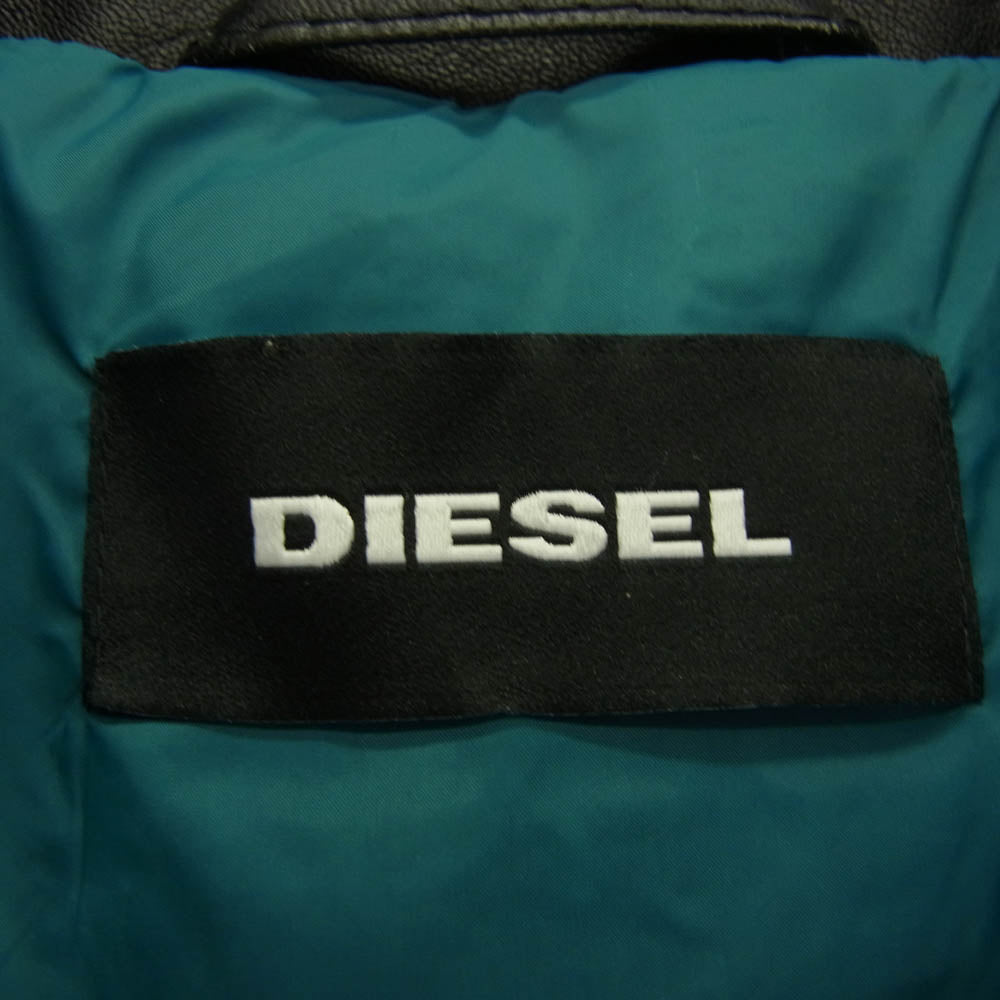 DIESEL ディーゼル シングル レザー バイカー ライダースジャケット ブラック系 S【中古】