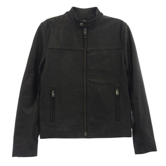 COACH コーチ レザー シングル ライダースジャケット ブラック系 XS【中古】