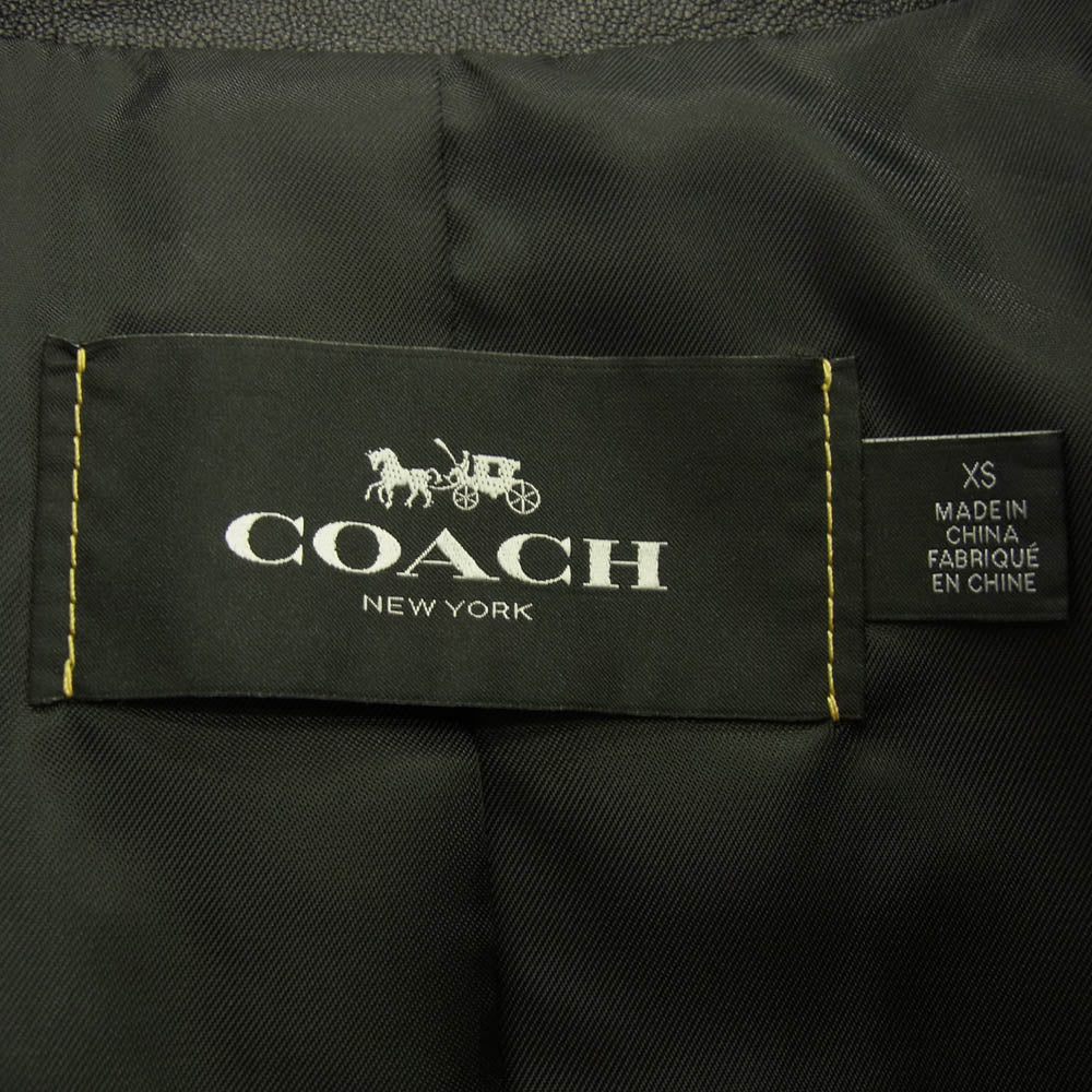COACH コーチ レザー シングル ライダースジャケット ブラック系 XS【中古】