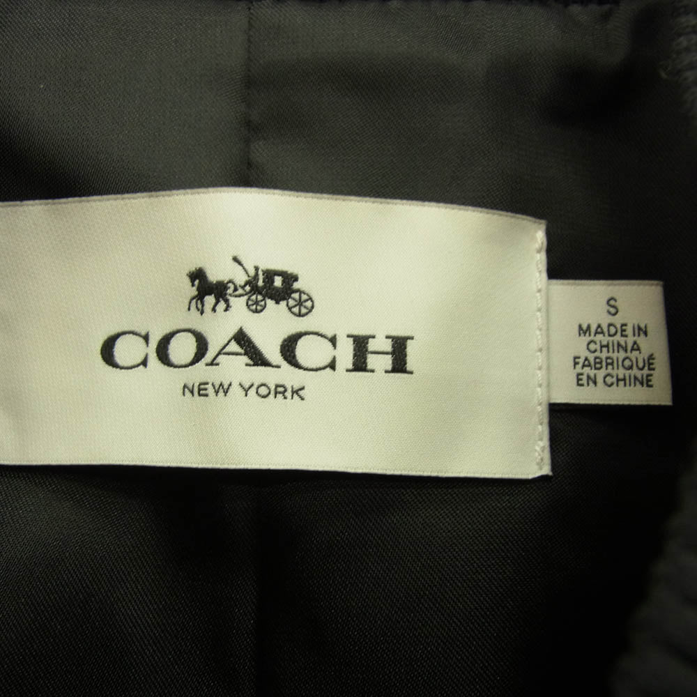 COACH コーチ バイカラー レザー ブルゾン ジャケット MA-1 フライトジャケット ブラウン系 ブラック系 S【中古】