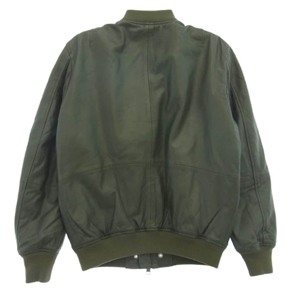 DIESEL ディーゼル L-PARKER レザー MA-1 ボンバージャケット ブルゾン グリーン系 S【中古】