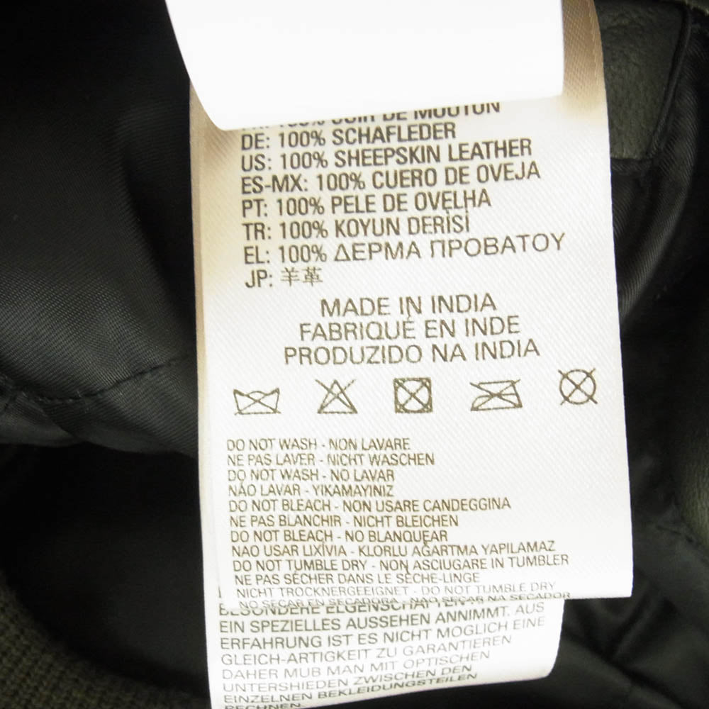 DIESEL ディーゼル L-PARKER レザー MA-1 ボンバージャケット ブルゾン グリーン系 S【中古】