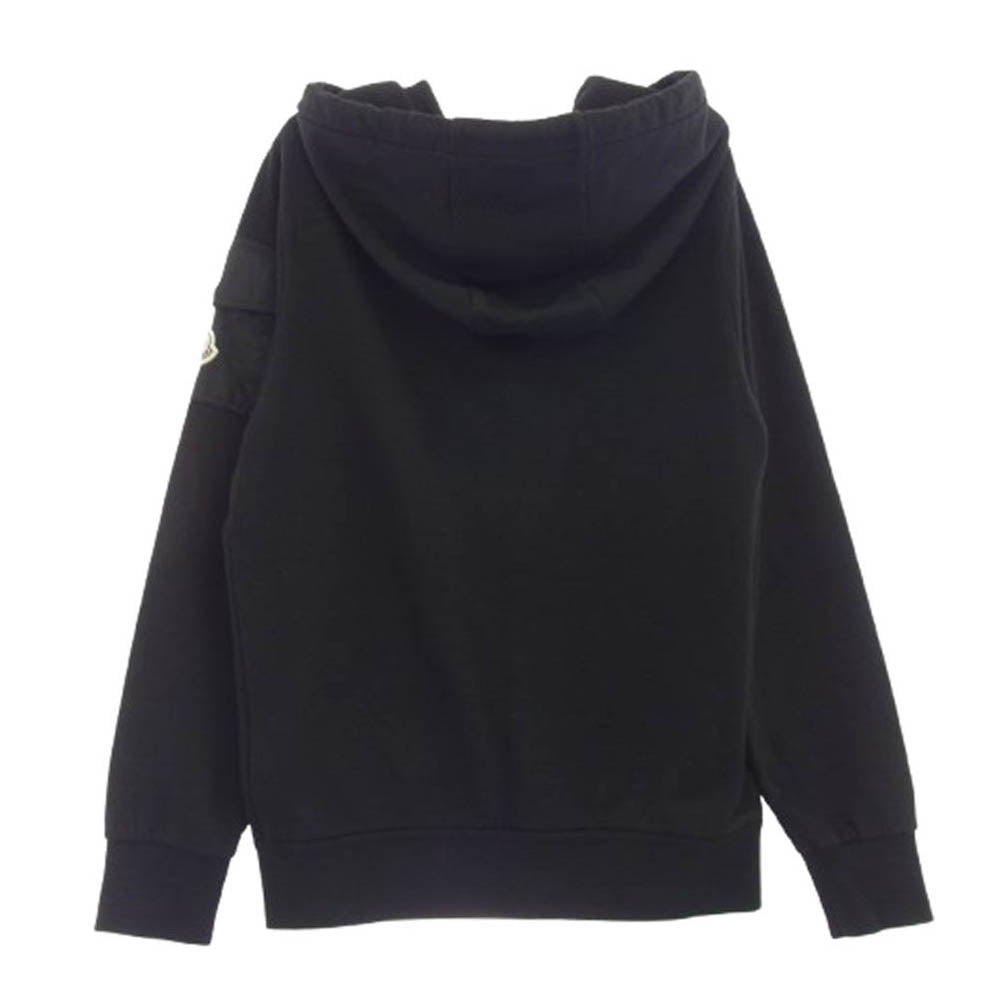 MONCLER モンクレール 23AW I20918G00006 FELPA CON CAPPUCCIO 異素材切替 フルジップ 立体ロゴ パーカー フーディー ブラック系 S【中古】