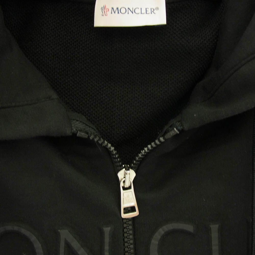 MONCLER モンクレール 23AW I20918G00006 FELPA CON CAPPUCCIO 異素材切替 フルジップ 立体ロゴ パーカー フーディー ブラック系 S【中古】