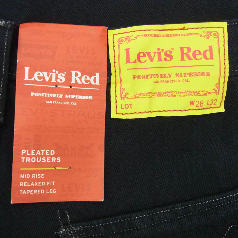 Levi's リーバイス A1120-0001 RED レッド PLEATED TROUSER JACK STRAW ブラックヘンプ混 デニム パンツ ブラック系 28【新古品】【未使用】【中古】