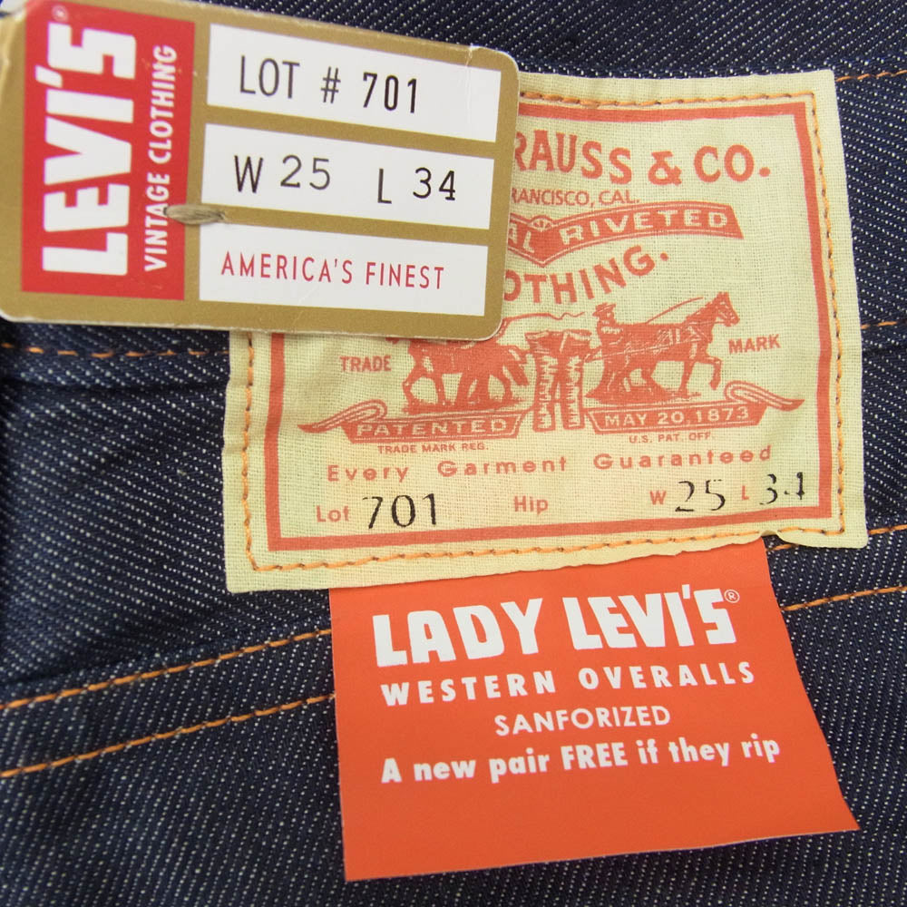Levi's リーバイス 50701-0036 LVC 1950s 701 レディース ジーンズ オーガニックコットン デニムパンツ インディゴブルー系 25【新古品】【未使用】【中古】