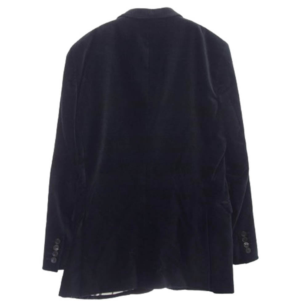 BURBERRY BLACK LABEL バーバリーブラックレーベル BME02-109-28 ベロア 2B テーラード ジャケット 裏地チェック ダークネイビー系 XL【中古】
