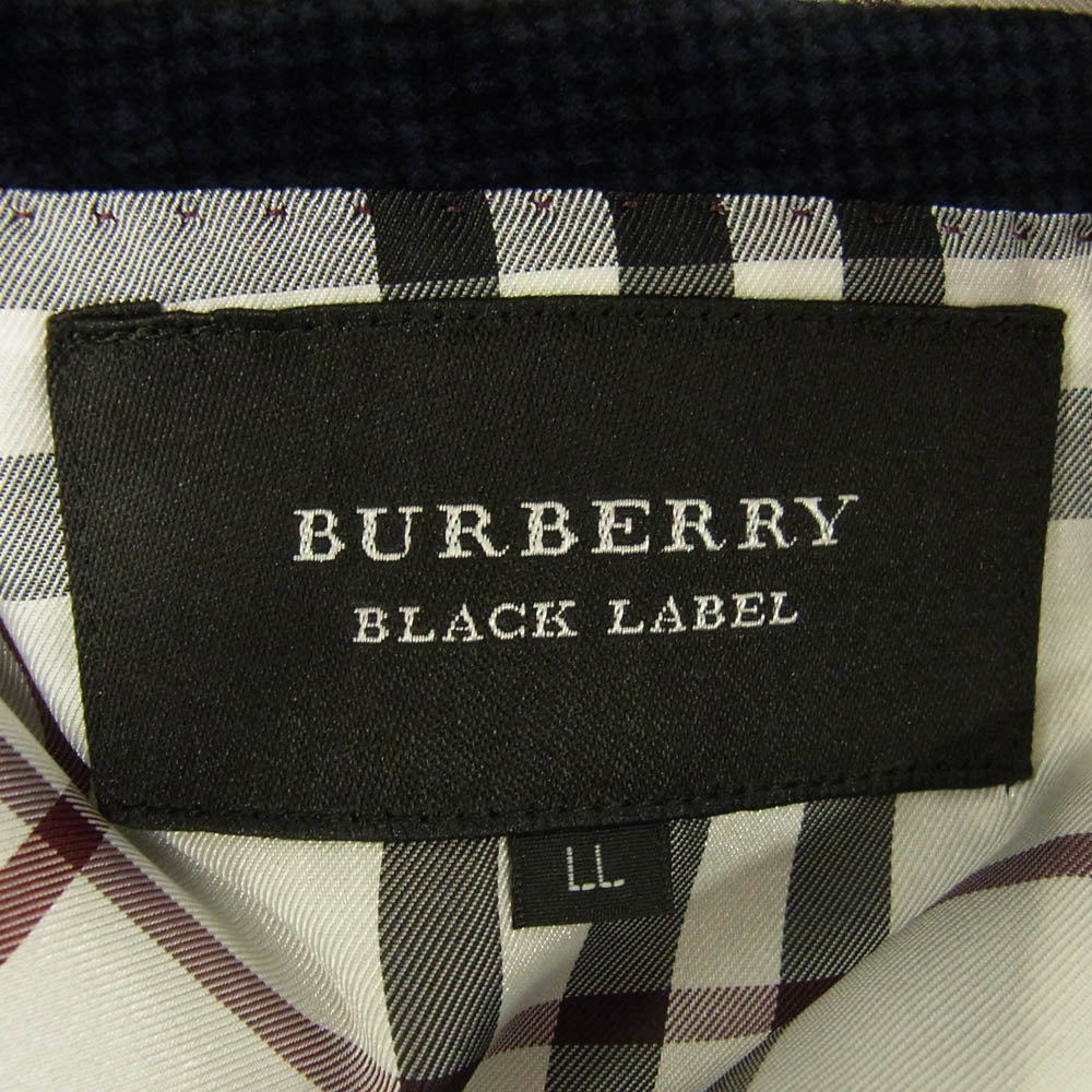 BURBERRY BLACK LABEL バーバリーブラックレーベル BME02-109-28 ベロア 2B テーラード ジャケット 裏地チェック ダークネイビー系 XL【中古】