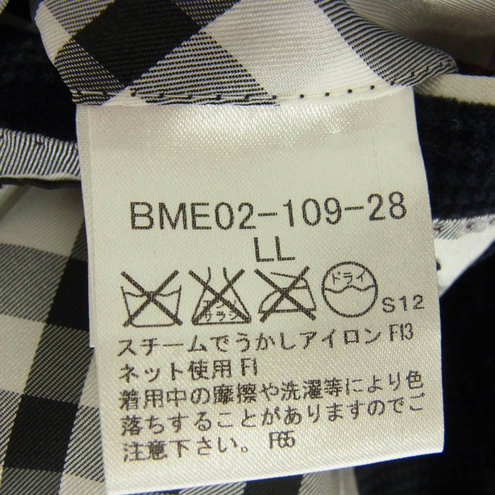 BURBERRY BLACK LABEL バーバリーブラックレーベル BME02-109-28 ベロア 2B テーラード ジャケット 裏地チェック ダークネイビー系 XL【中古】