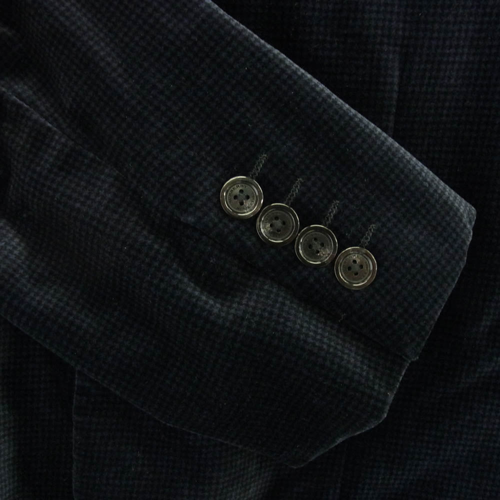 BURBERRY BLACK LABEL バーバリーブラックレーベル BME02-109-28 ベロア 2B テーラード ジャケット 裏地チェック ダークネイビー系 XL【中古】