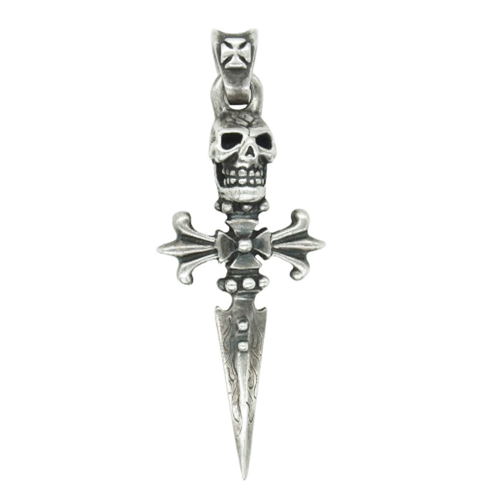 TRAVIS WALKER トラヴィスワーカー Skull-Cross Dagger w/Cross Bale Pendant スカルダガークロス ペンダントトップ シルバー系【中古】