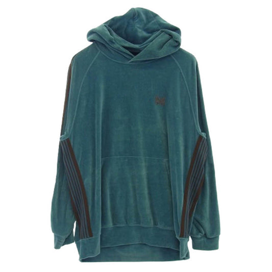 Needles ニードルス MR292 Track Hoody C/Pe Velour ベロア プルオーバー トラック フーディ パーカー ネイビー系 L【中古】