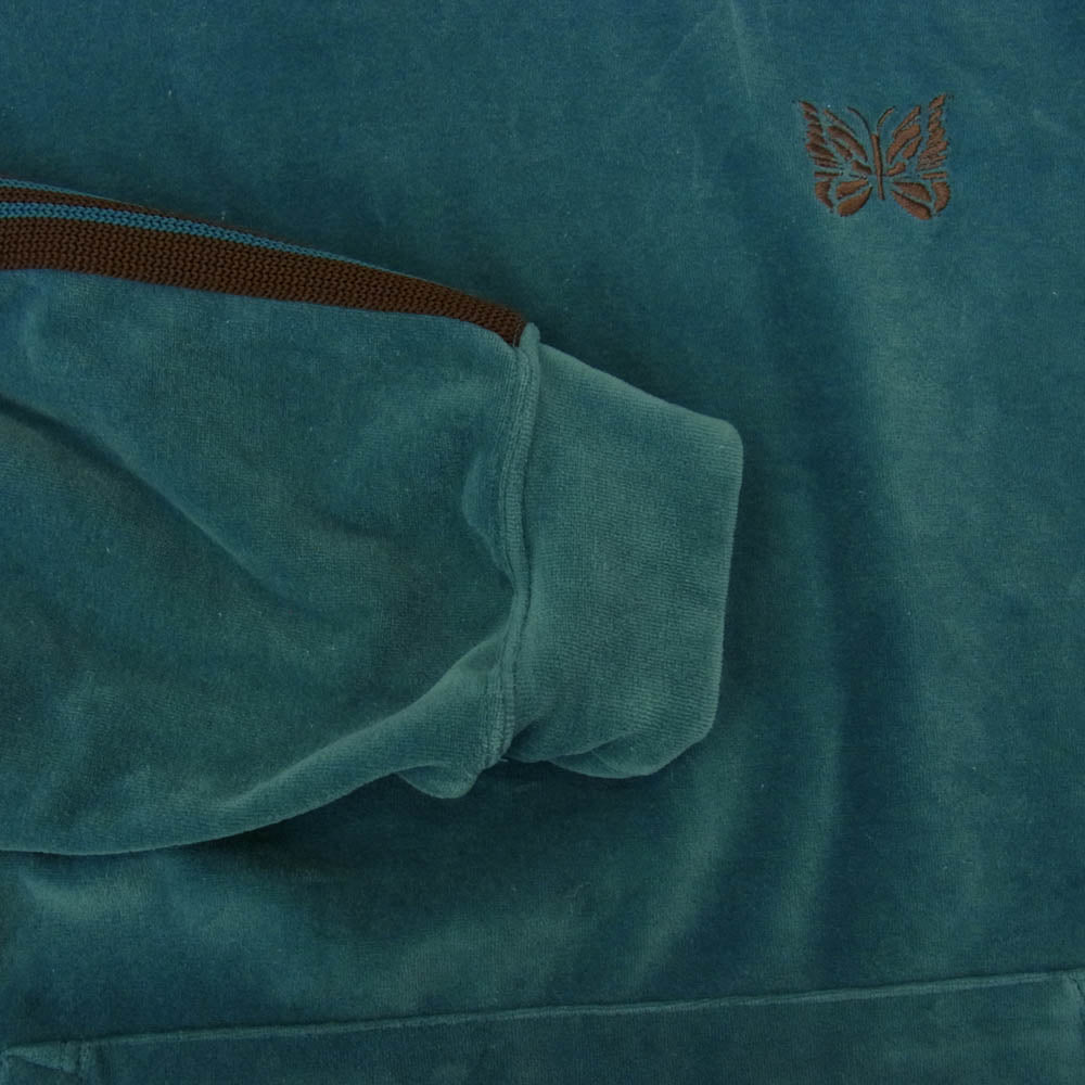 Needles ニードルス MR292 Track Hoody C/Pe Velour ベロア プルオーバー トラック フーディ パーカー ネイビー系 L【中古】