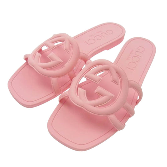 GUCCI グッチ インターロッキングG ウィメンズ スライド サンダル ピンク系 36【極上美品】【中古】