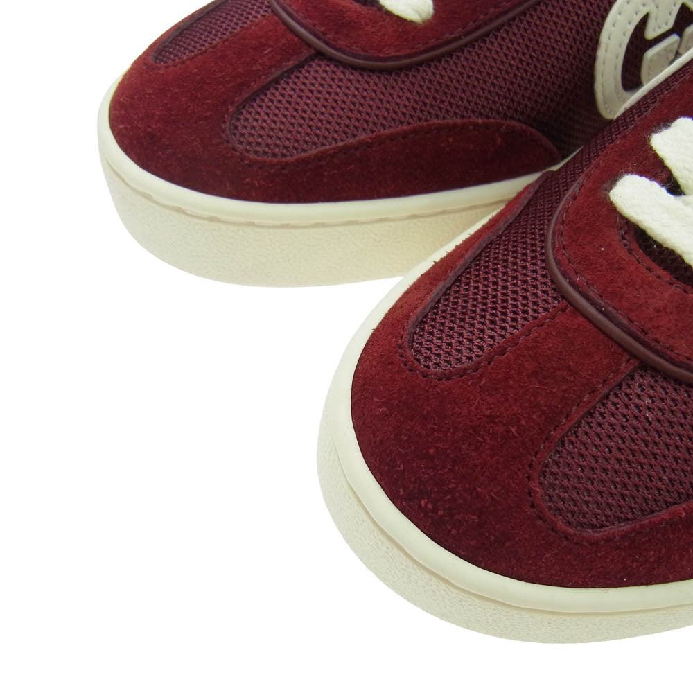 GUCCI グッチ G75 インターロッキングG レザーパッチ スエード メッシュ ローカット スニーカー レッド系 35【極上美品】【中古】