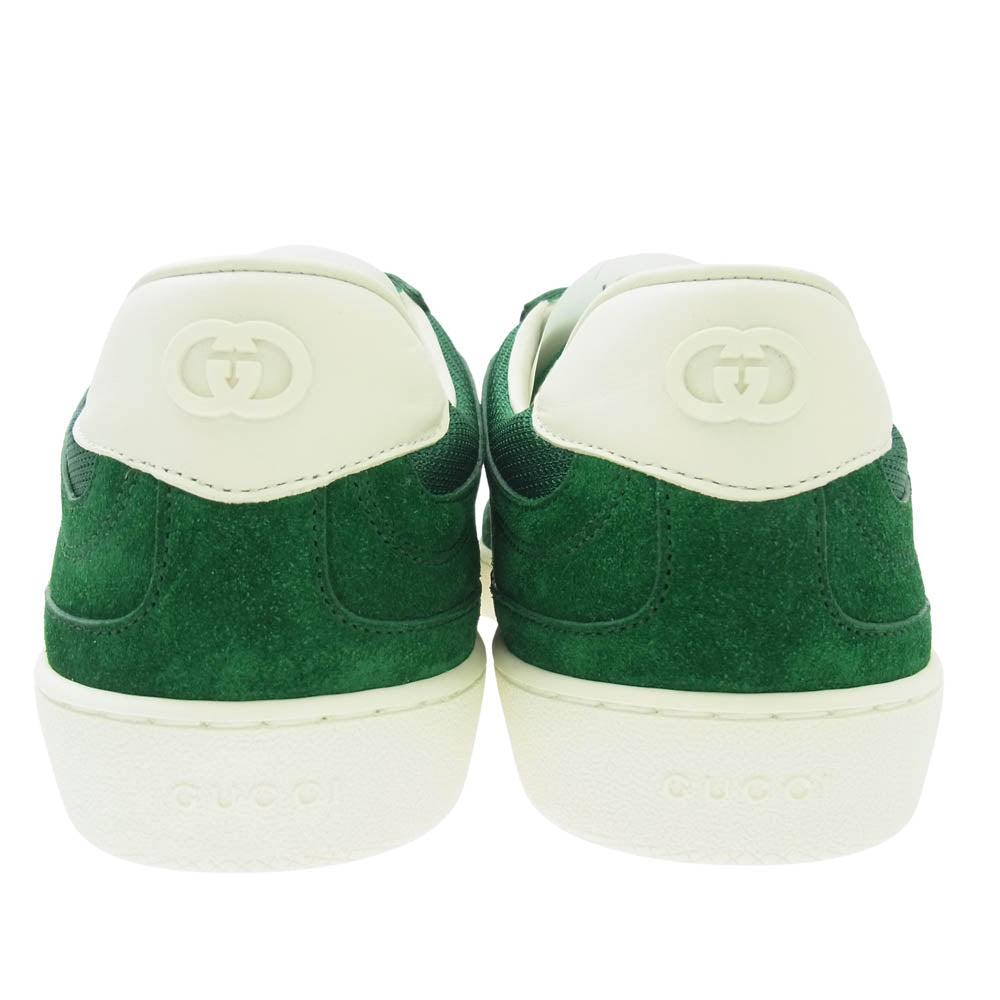 GUCCI グッチ G75 インターロッキングG レザーパッチ スエード メッシュ ローカット スニーカー グリーン系 8【極上美品】【中古】