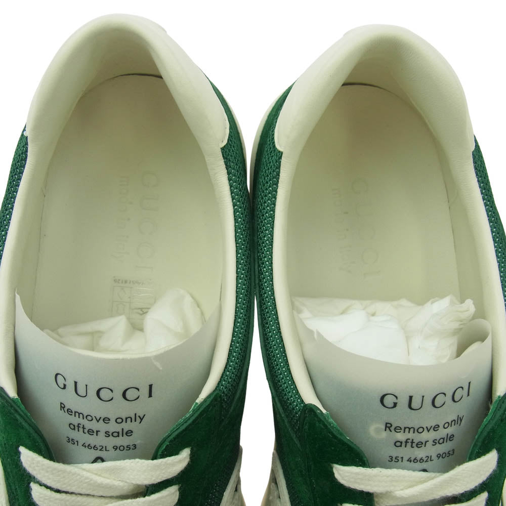GUCCI グッチ G75 インターロッキングG レザーパッチ スエード メッシュ ローカット スニーカー グリーン系 8【極上美品】【中古】