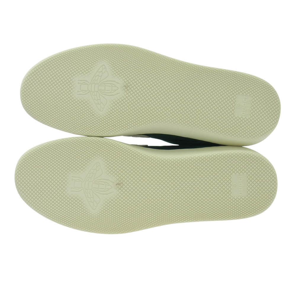 GUCCI グッチ G75 インターロッキングG レザーパッチ スエード メッシュ ローカット スニーカー グリーン系 8【極上美品】【中古】