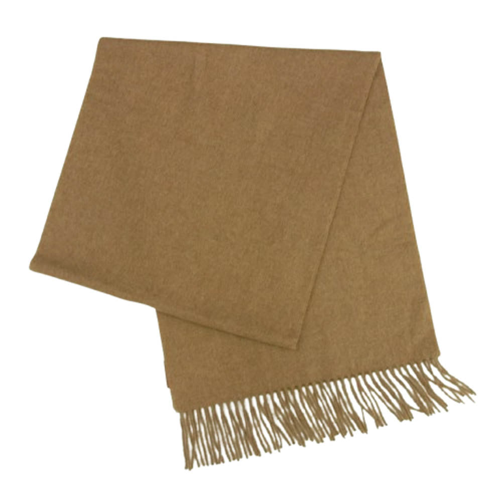 LOEWE ロエベ F811257X68 CASHMERE MUFFLER ロゴレザー カシミヤ フリンジ マフラー スカーフ ブラウン系【中古】
