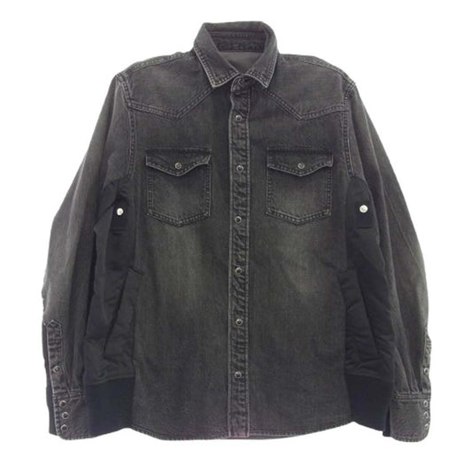 Sacai サカイ 21AW 21-02510M MA-1ドッキング デニム ウエスタンシャツ ジャケット ブラック系 2【中古】