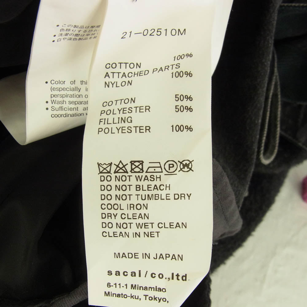 Sacai サカイ 21AW 21-02510M MA-1ドッキング デニム ウエスタンシャツ ジャケット ブラック系 2【中古】