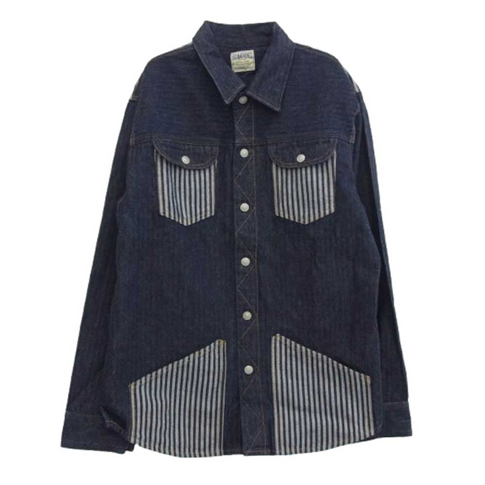 KOJIMA GENES 児島ジーンズ 4POCKET SHIRT 4ポケット シャツ インディゴブルー系 L【美品】【中古】