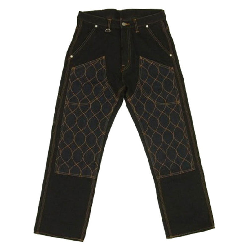 KOJIMA GENES 児島ジーンズ ダブルニー シェルステッチ ブラック ジーンズ デニム パンツ ブラック系 32【極上美品】【中古】