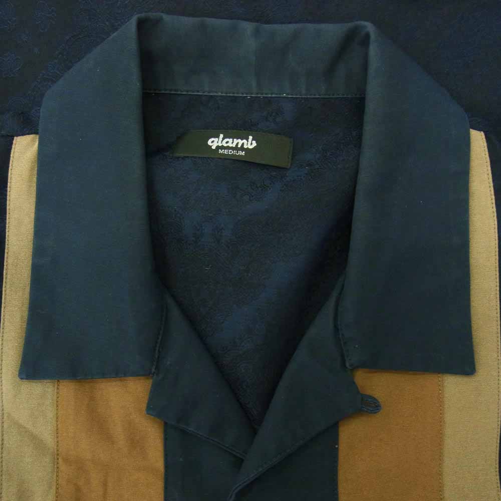 glamb グラム GB0420/SH01 Paisley line SH ペイズリー ライン 開襟 長袖シャツ ネイビー系 ブラウン系 M【中古】