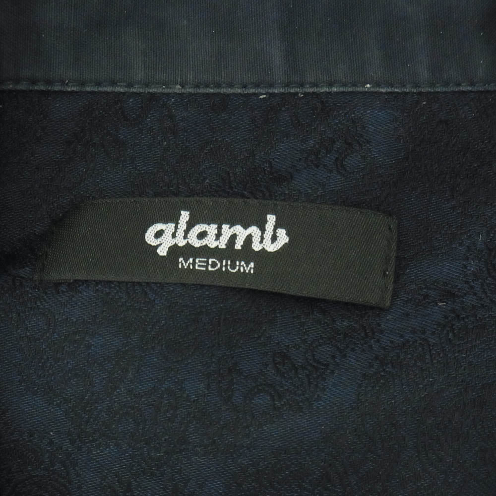 glamb グラム GB0420/SH01 Paisley line SH ペイズリー ライン 開襟 長袖シャツ ネイビー系 ブラウン系 M【中古】