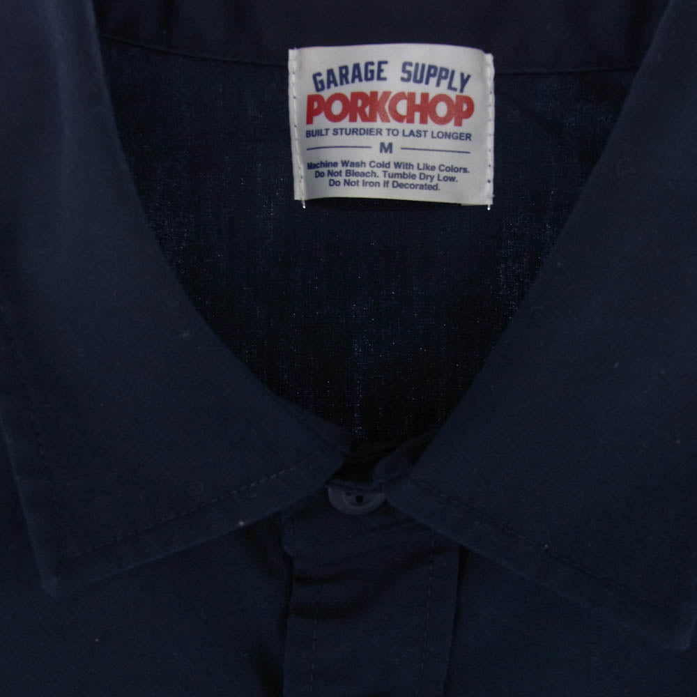 PORKCHOP ポークチョップ 23SS ROUNDED WAPPEN WORK SHIRT ワッペン付 ワーク 半袖シャツ ダークネイビー系 M【中古】