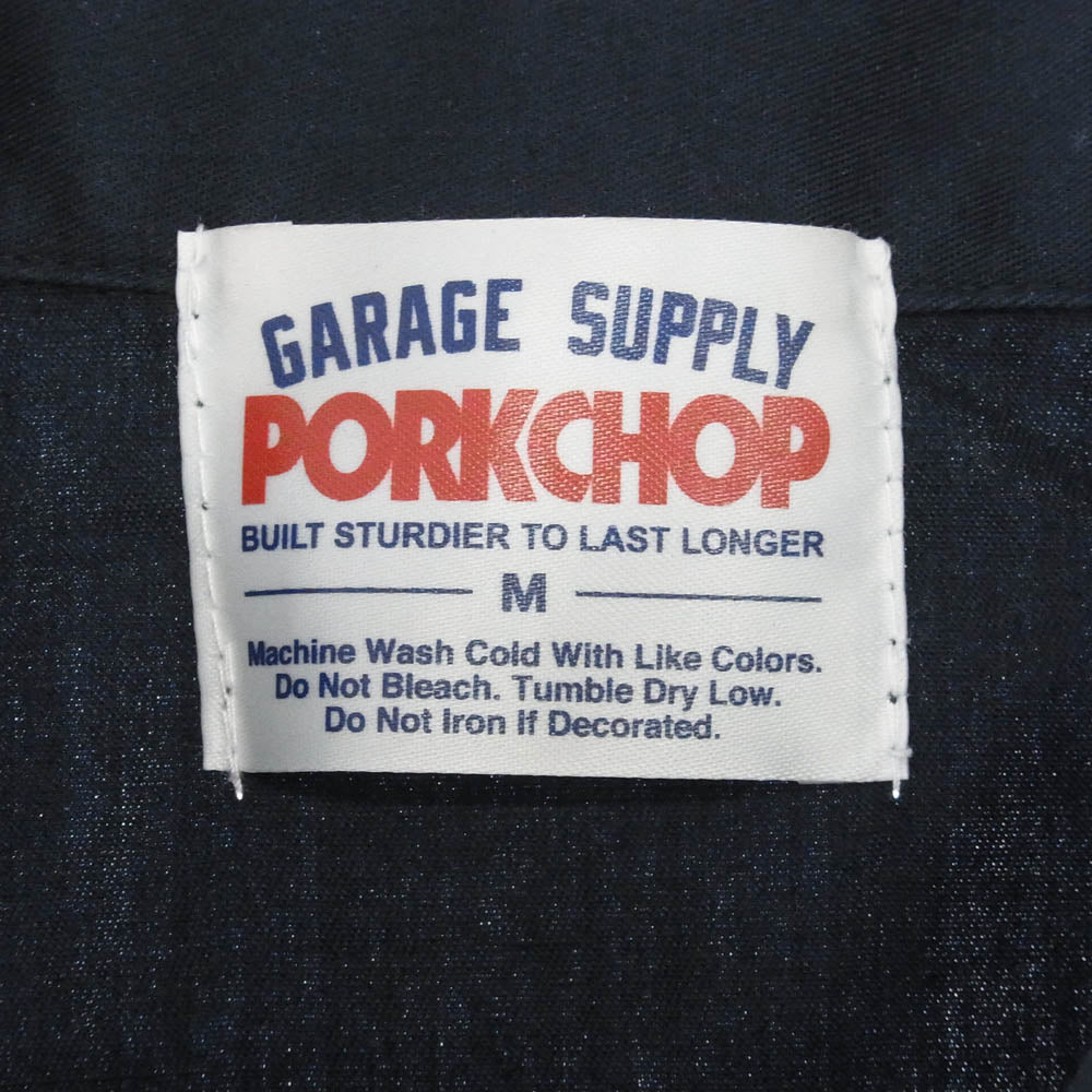 PORKCHOP ポークチョップ 23SS ROUNDED WAPPEN WORK SHIRT ワッペン付 ワーク 半袖シャツ ダークネイビー系 M【中古】