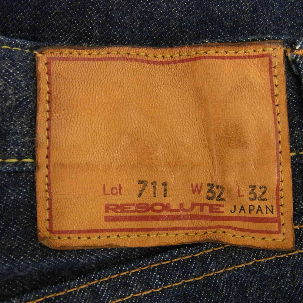RESOLUTE リゾルト Lot 711 ボタンフライ セルビッチ ワンウォッシュ デニムパンツ W32 インディゴブルー系 32【中古】