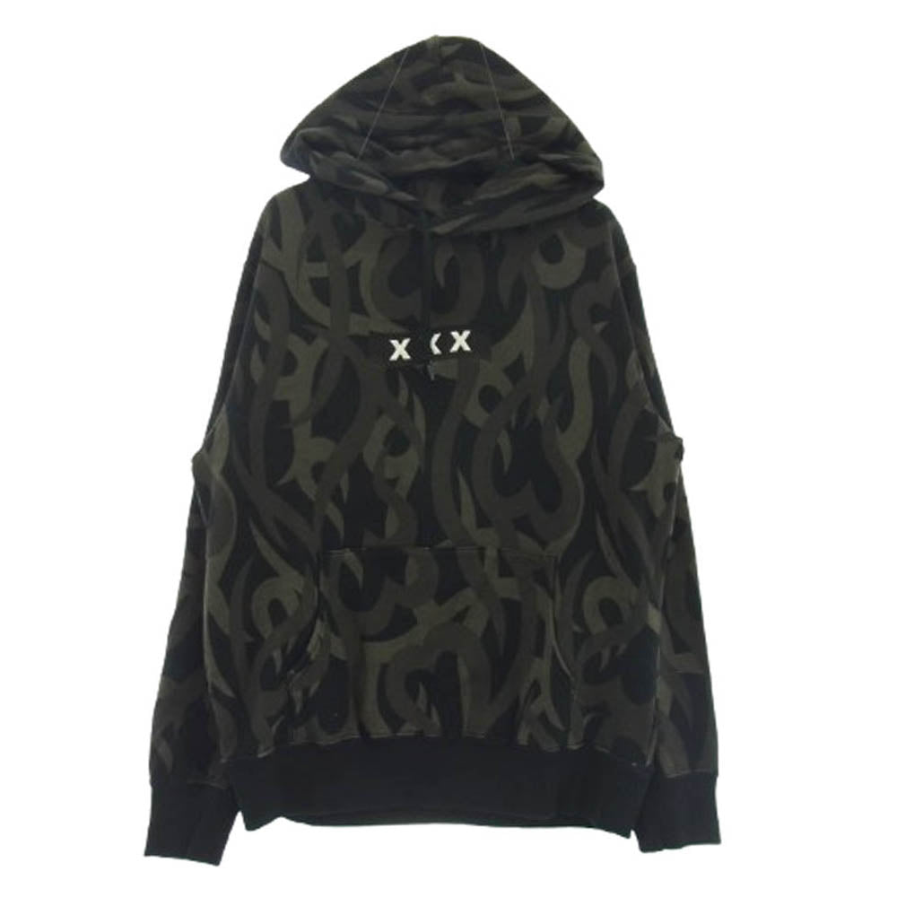 GOD SELECTION XXX ゴッドセレクション × NUMBER (N)INE ナンバーナイン トライバル柄 プルオーバーパーカー ブラック系 3【中古】