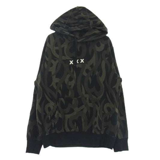 GOD SELECTION XXX ゴッドセレクション × NUMBER (N)INE ナンバーナイン トライバル柄 プルオーバーパーカー ブラック系 3【中古】