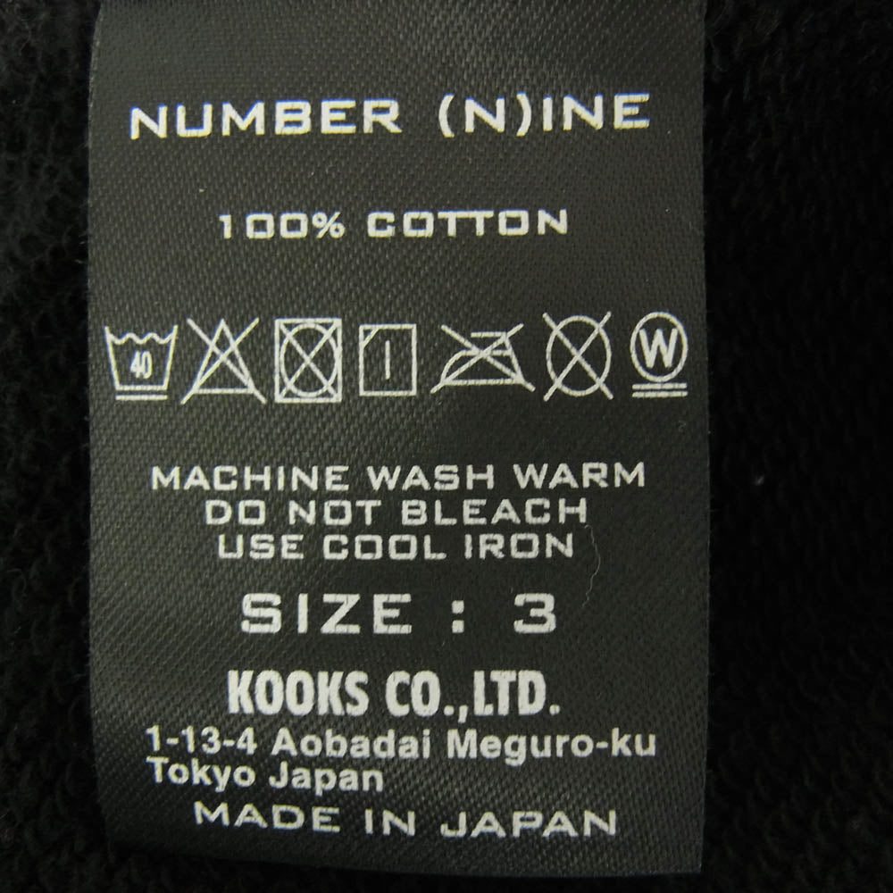 GOD SELECTION XXX ゴッドセレクション × NUMBER (N)INE ナンバーナイン トライバル柄 プルオーバーパーカー ブラック系 3【中古】