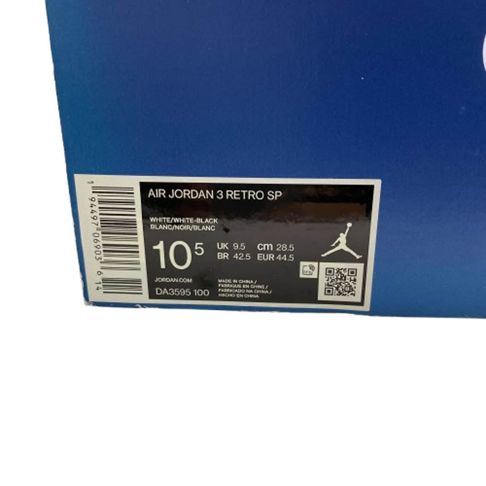 NIKE ナイキ DA3595-100 × FRAGMENT DESIGN AIR JORDAN3 RETRO SP フラグメントデザイン エアジョーダン3 ミッドカット スニーカー ホワイト系 28.5cm【中古】