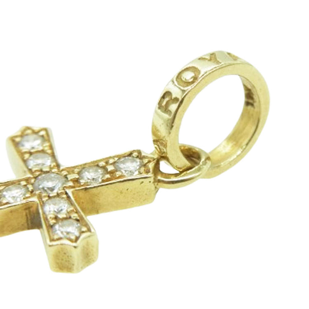 ROYAL ORDER ロイヤルオーダー GP121-D ギャランティーカード付属 K18YG STARLET W/DIAMONDS イエローゴールド スターレットクロス チャーム パヴェダイヤモンド ペンダントトップ ゴールド系【美品】【中古】