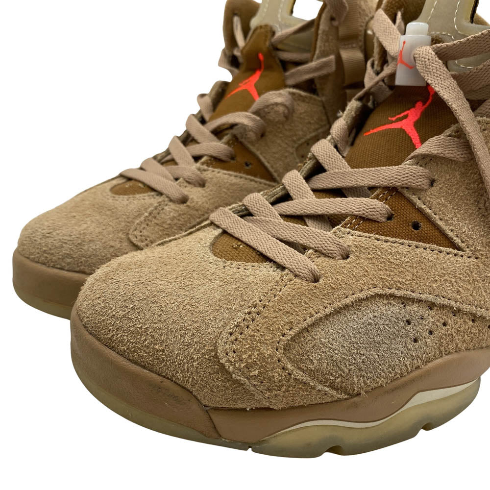 NIKE ナイキ DH0690-200 × Travis Scott トラヴィススコット【フェイクバスターズ鑑定済】Air Jordan 6 British Khaki エアジョーダン6 ハイカットスニーカー ブラウン系 26.5cm【中古】