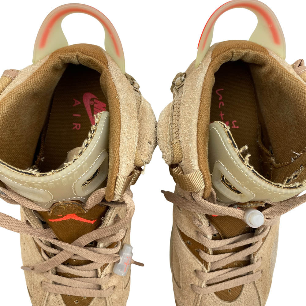 NIKE ナイキ DH0690-200 × Travis Scott トラヴィススコット【フェイクバスターズ鑑定済】Air Jordan 6 British Khaki エアジョーダン6 ハイカットスニーカー ブラウン系 26.5cm【中古】